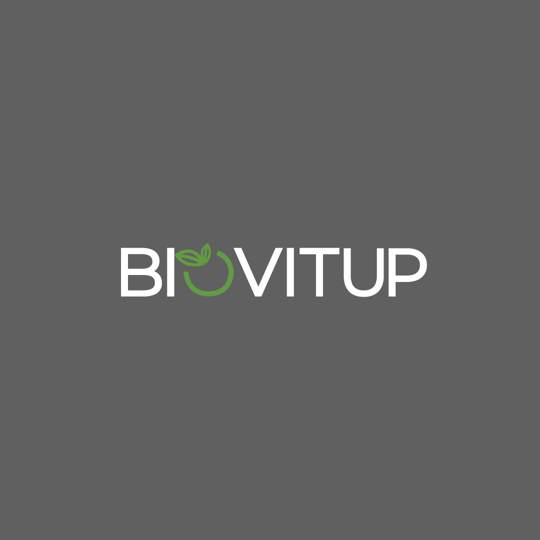 Logotipas „Biovitup“ su natūralių papildų nuorodomis