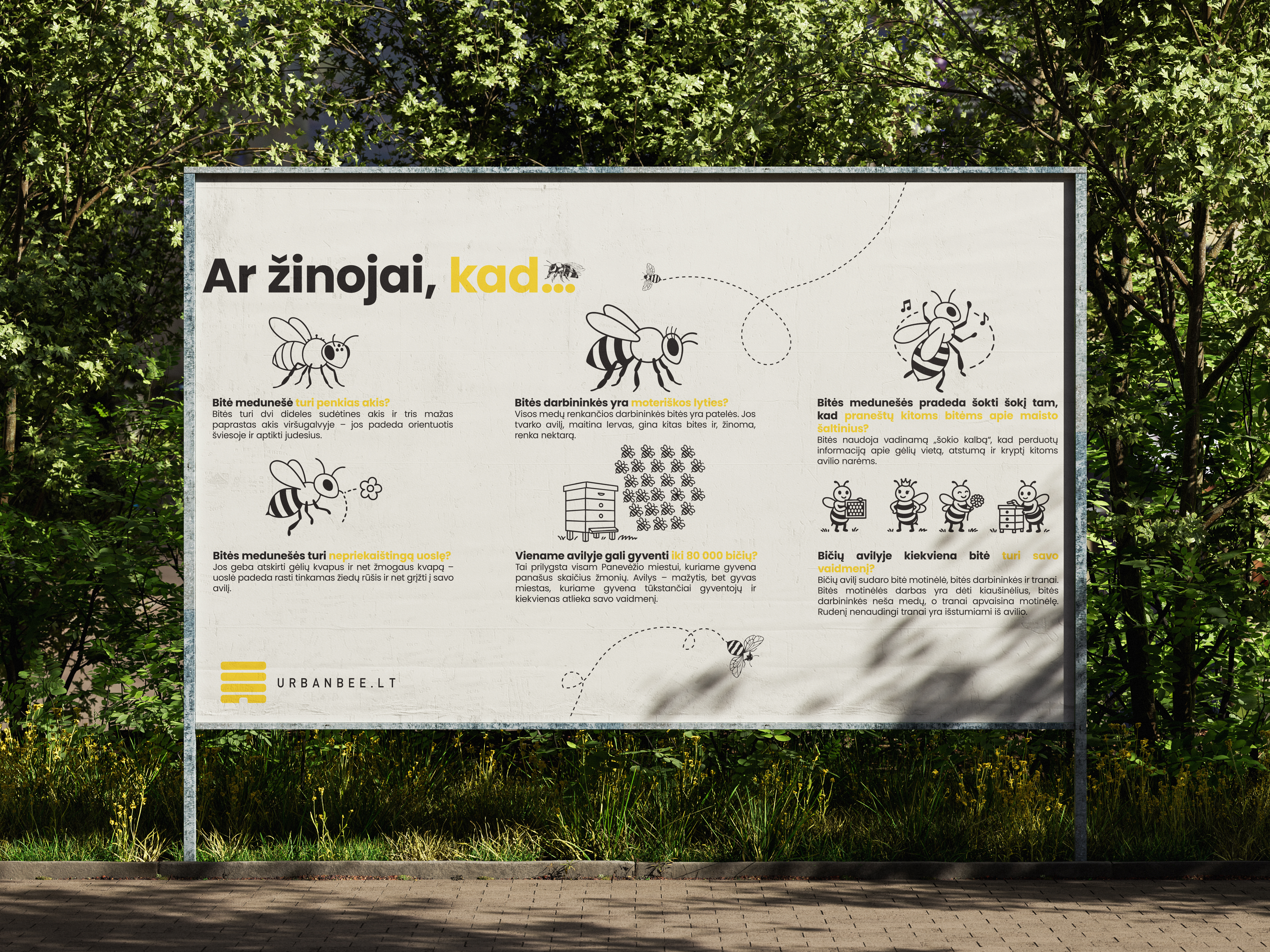 Apie bites informacinio plakato maketas