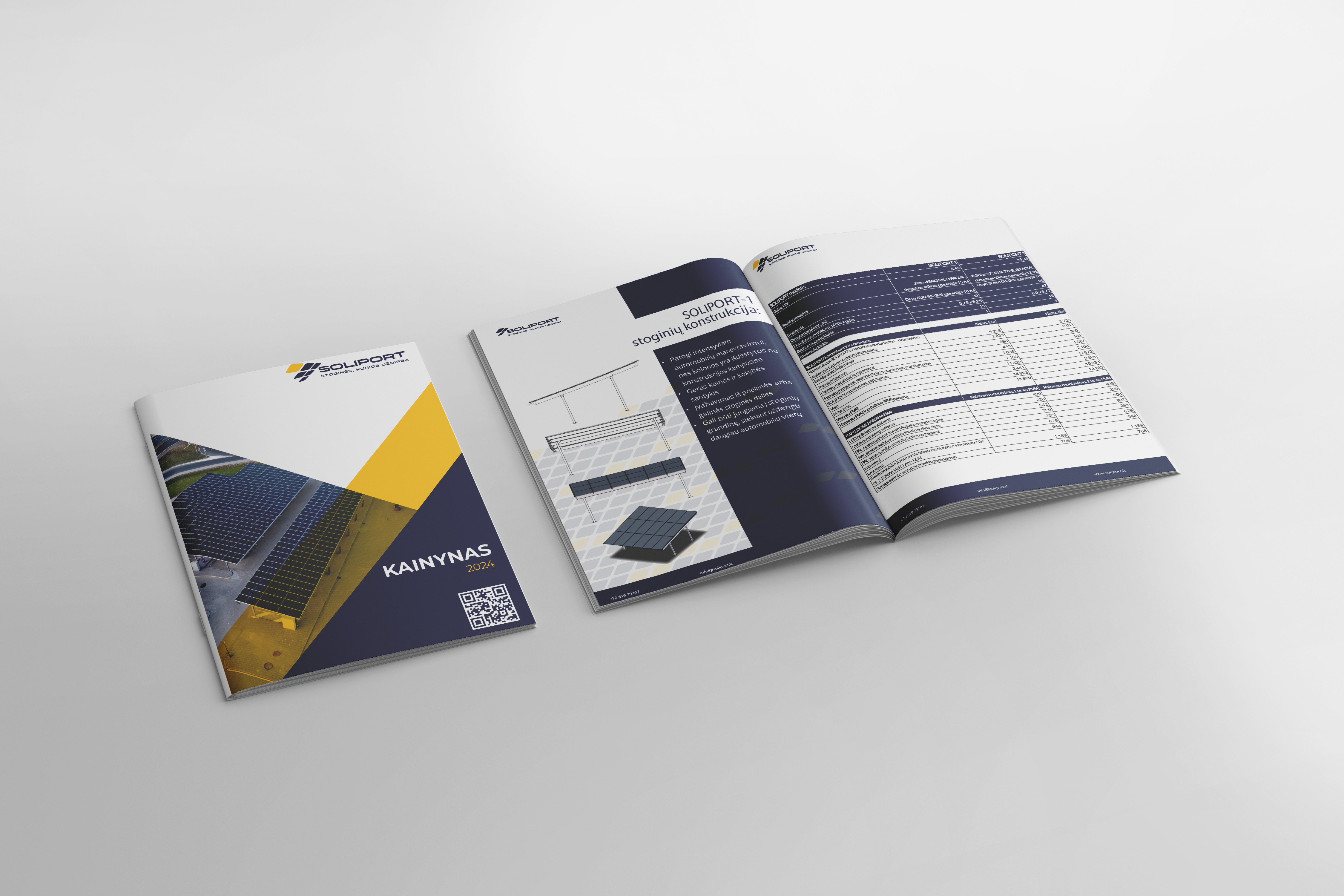 Kainyno maketas su paslaugų sąrašu